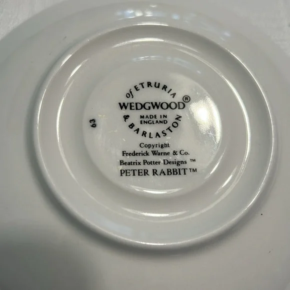 Beatrix Potter Designs Peter Rabbit Wedgwood Saucer Numbered 63 - Picture 4 of 4